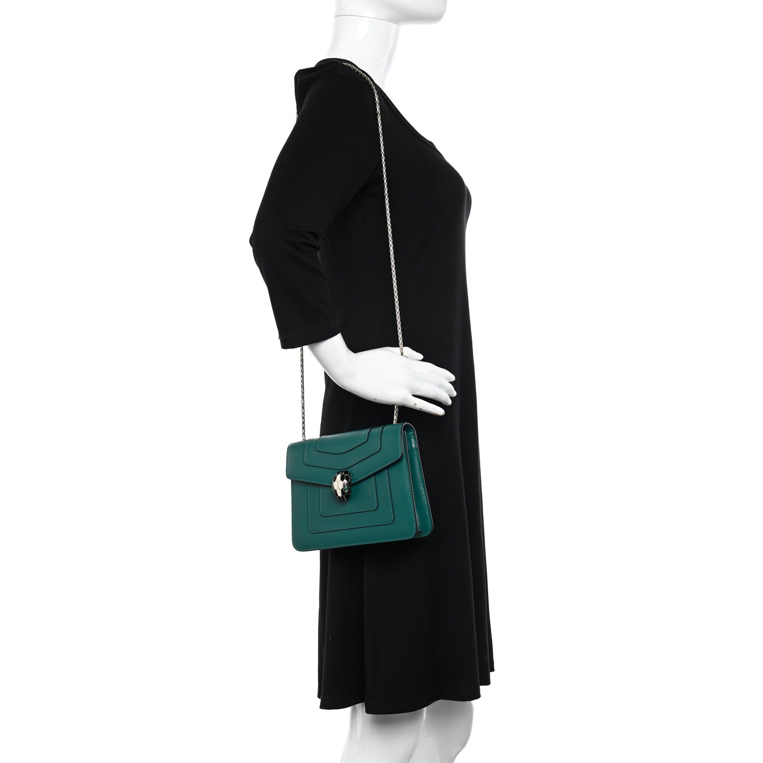 Bulgari Calfskin Small Serpenti Forever Snake Strap Crossbody Bag Emerald Green 2 of 9