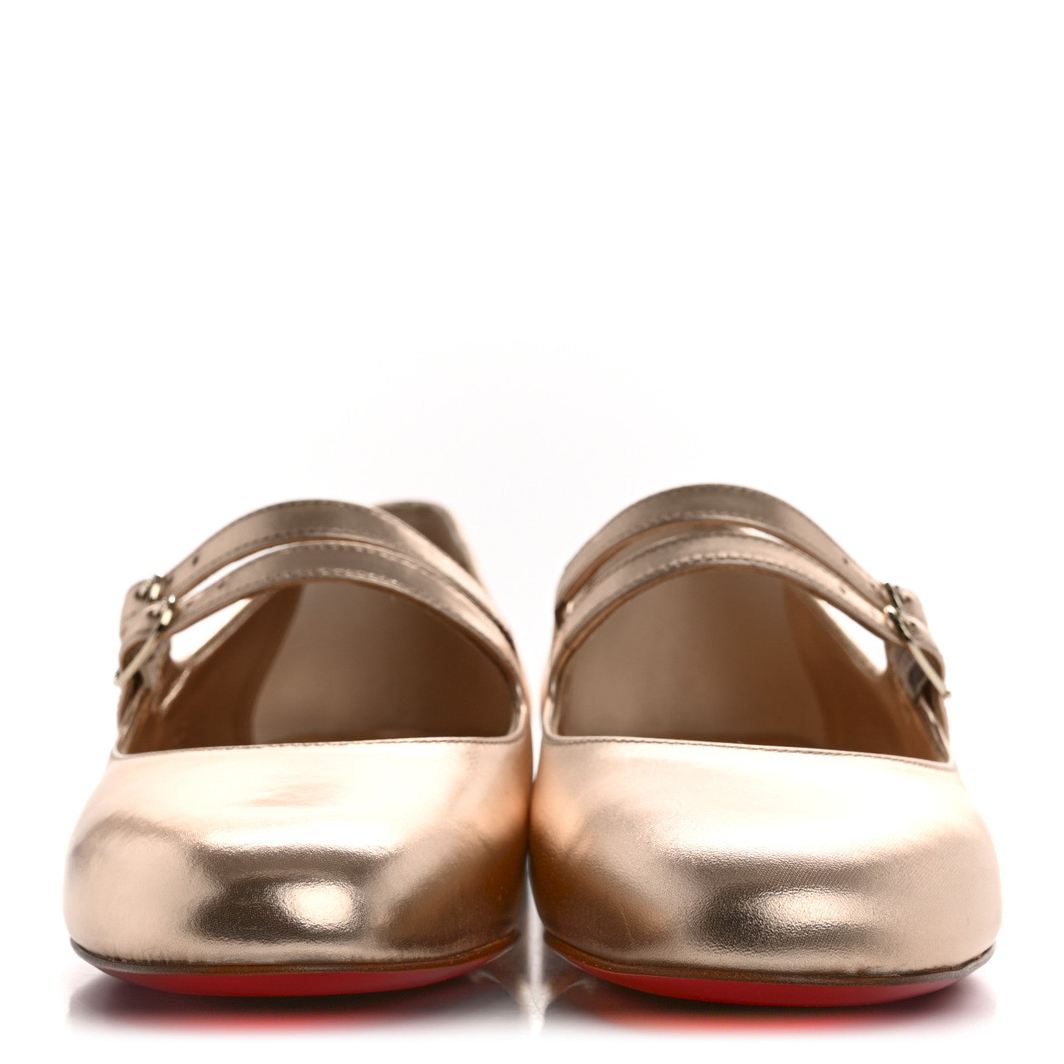 Christian Louboutin Calf Laminato Satin Sweet Jane Flats 36 Leche 3 of 9