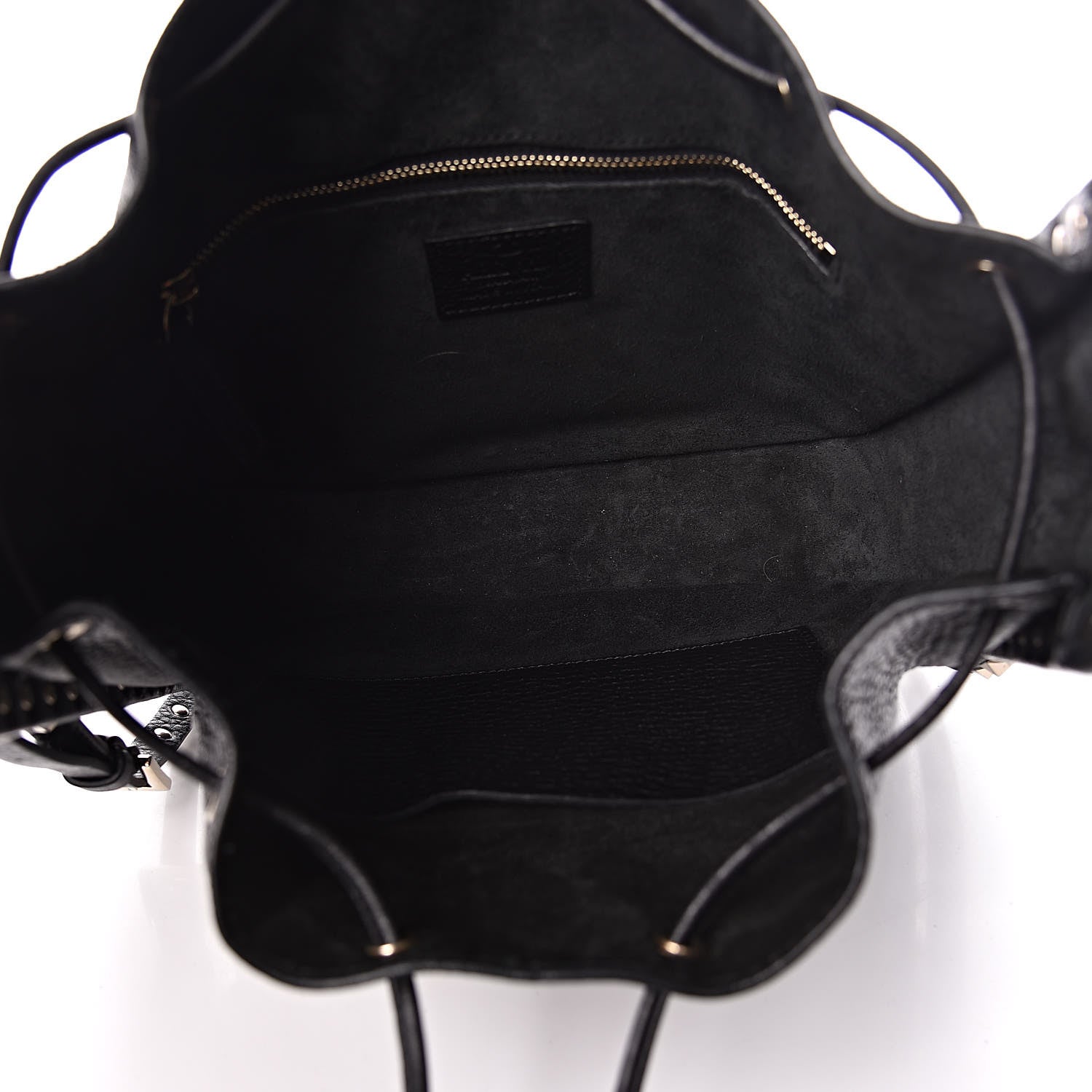 Valentino Garavani Grained Calfskin Rockstud Bucket Bag Black 5 of 10