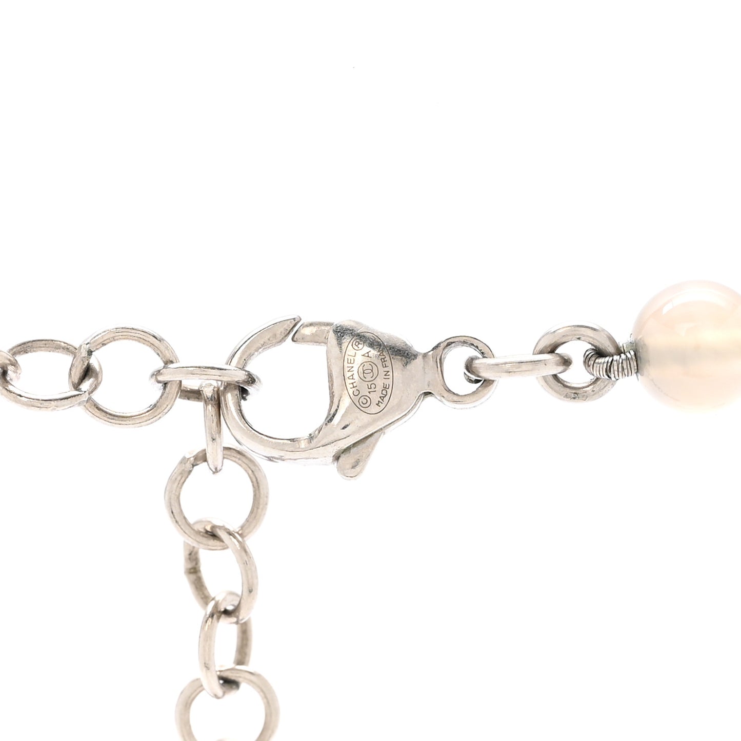 Crystal Beaded Star CC Long Necklace Silver