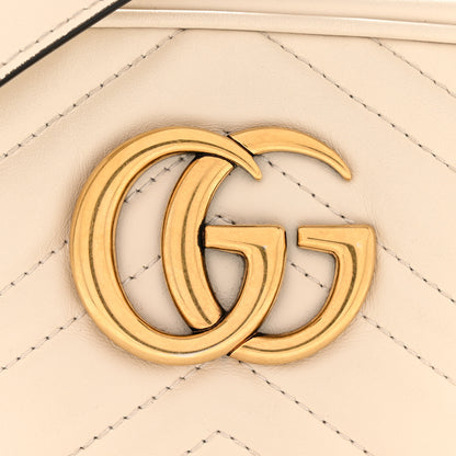 Gucci Calfskin Matelasse Small GG Marmont Chain Shoulder Bag White 12 of 14
