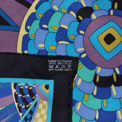 Hermes Silk Les Flots Du Cheval Pocket Square Scarf 6 of 6