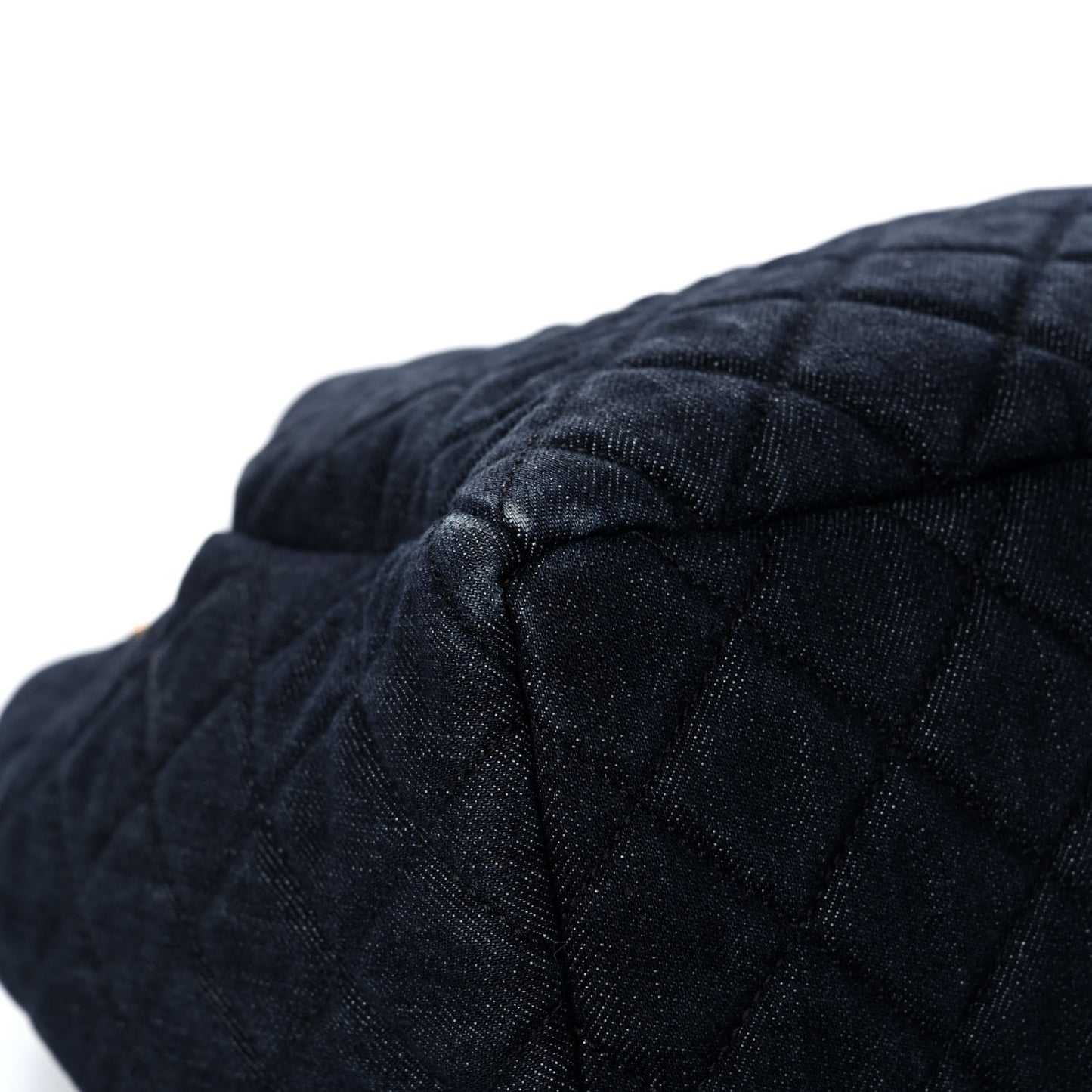 Washed Denim Quilted Small Urban Spirit Drawstring Bag Dark Blue