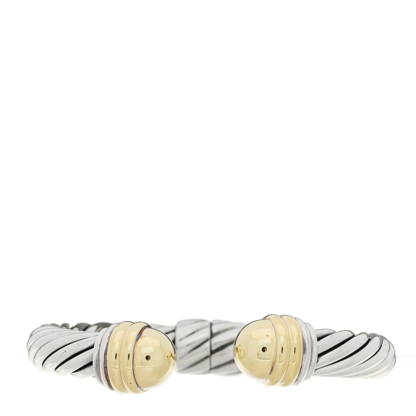 Sterling Silver 14K Yellow Gold 10mm Cable Classics Hinged Bracelet
