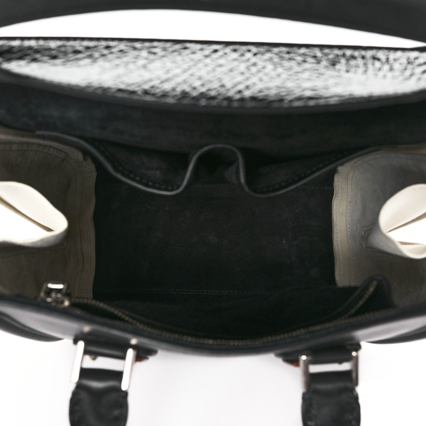 Soft Calfskin Calf Hair Wood Plate Small Heroine Black