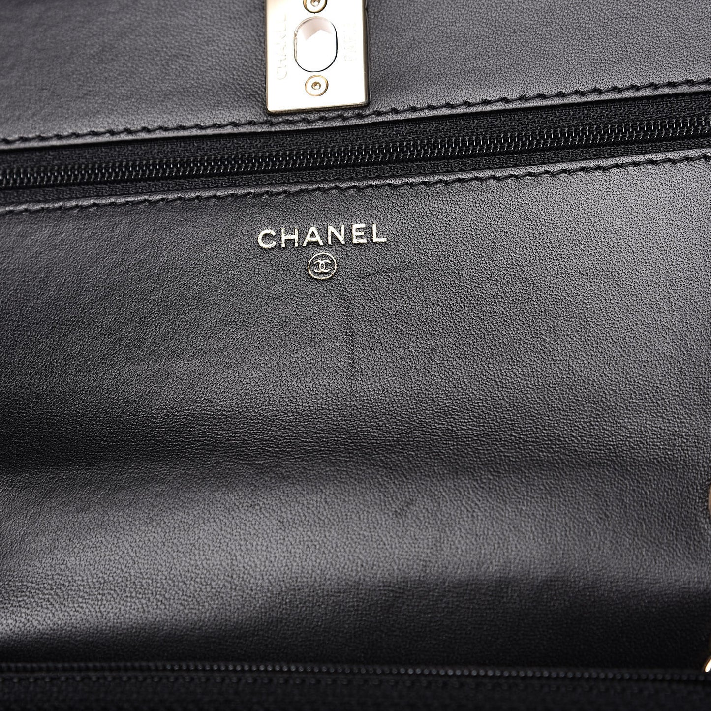 Lambskin Quilted Trendy CC Wallet On Chain WOC Black