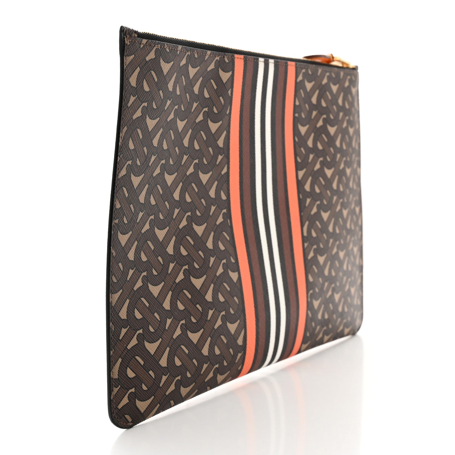Burberry E-Canvas Monogram Stripe Zip Pouch Bridle Brown 3 of 7