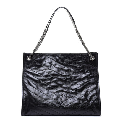 Saint Laurent Crinkled Calfskin Matelasse Monogram Niki Shoulder Bag Black 1 of 11