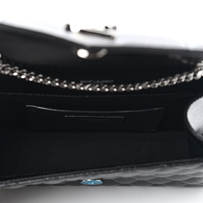Saint Laurent Grain De Poudre Textured Mixed Matelasse Triquilt Small Monogram Satchel Black 4 of 8