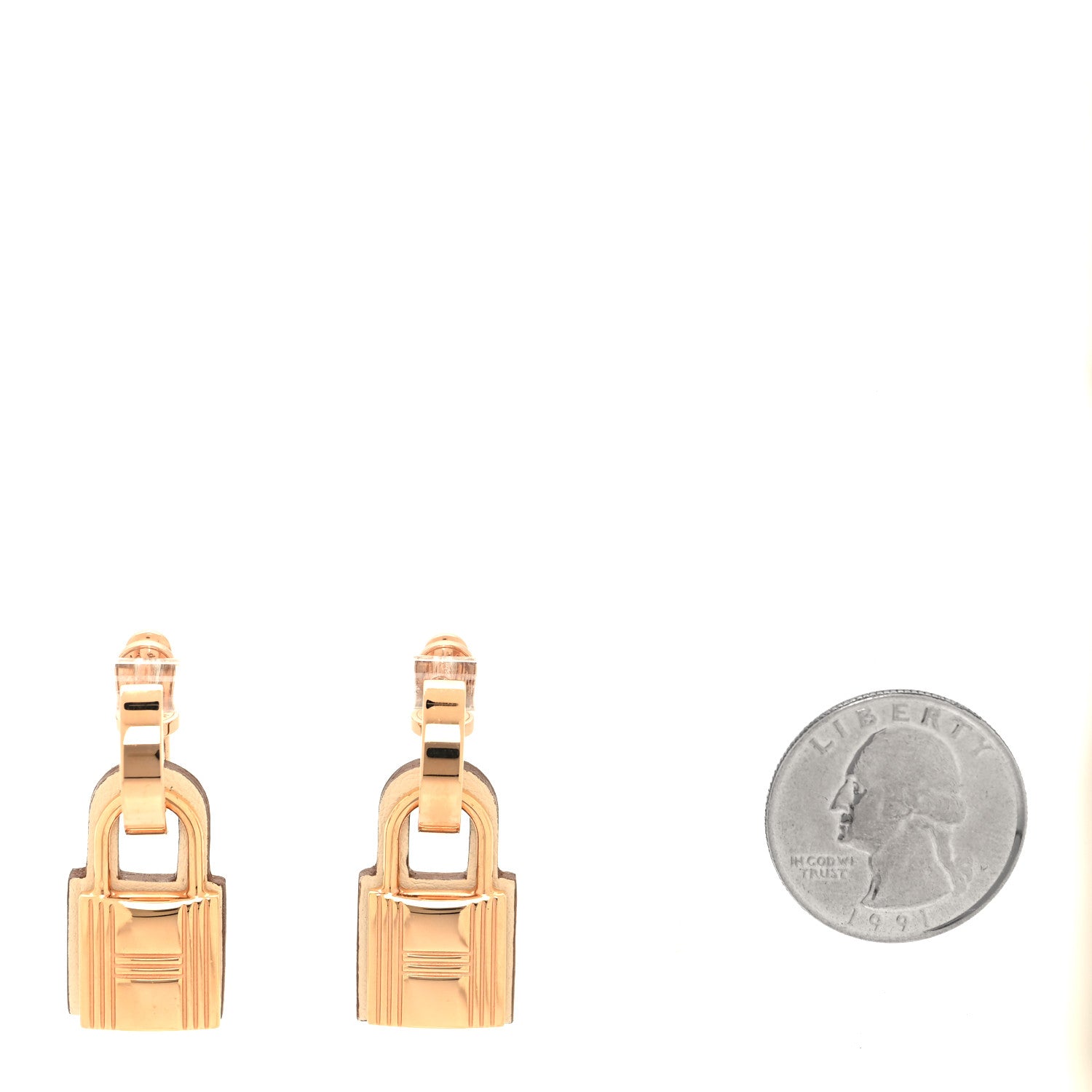 Hermes Rose Gold Swift O'Kelly Earrings Craie 2 of 7