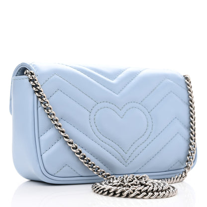 Gucci Calfskin Matelasse Super Mini GG Marmont Shoulder Bag Porcelain Light Blue 3 of 10