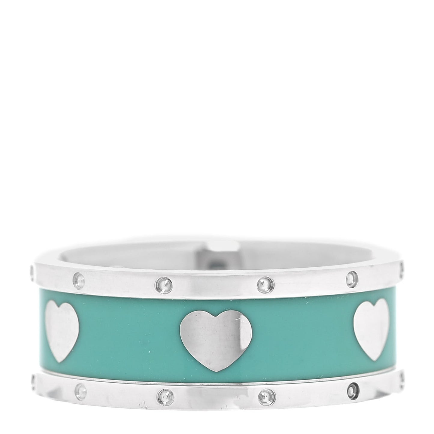 Sterling Silver Enamel Heart Band Ring 57 8