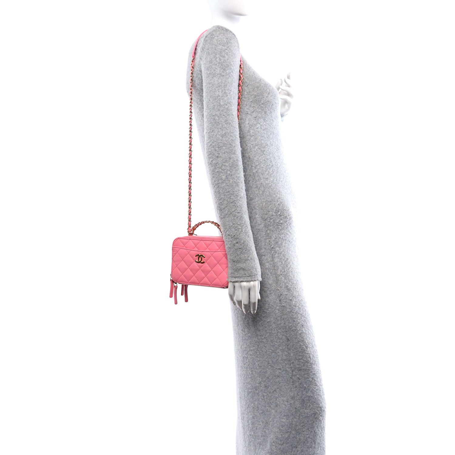 Chanel Caviar Quilted Pick Me Up Mini Vanity Case Pink 2 of 12