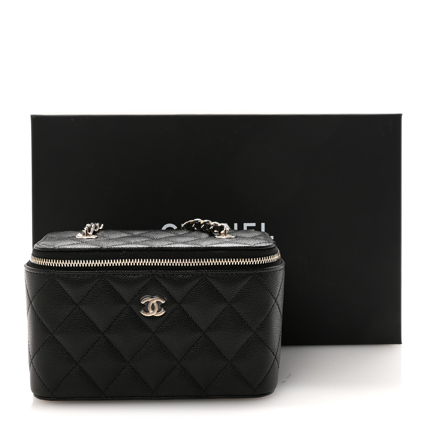 Chanel Caviar Quilted Small Vanity Case With Chain Black 11 of 11