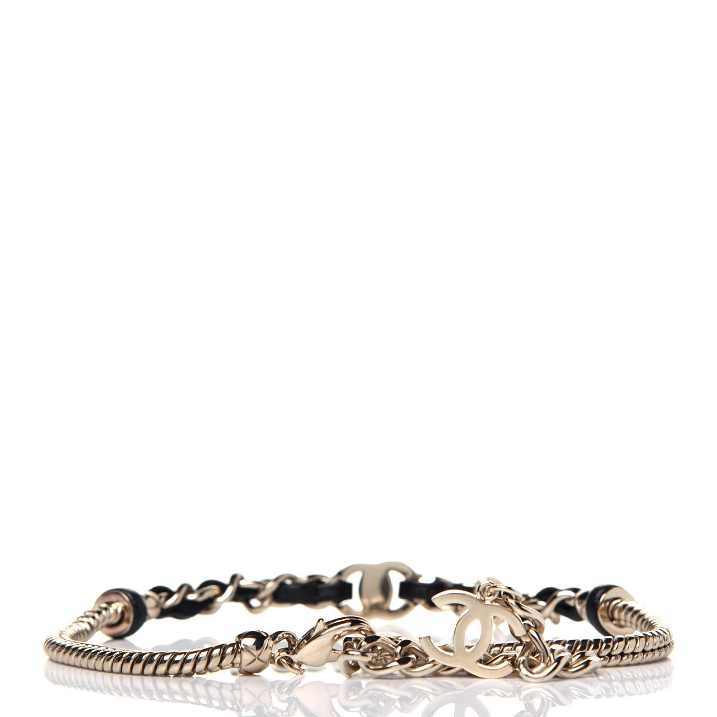 Metal Lambskin CC Turnlock Choker Necklace Black Gold