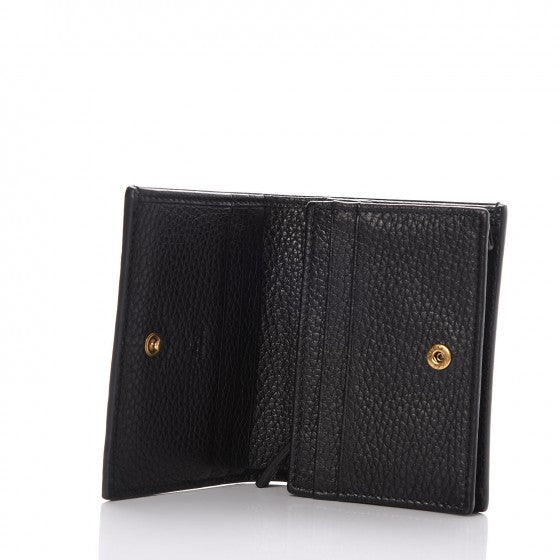 Pebbled Calfskin Animalier Card Case Black