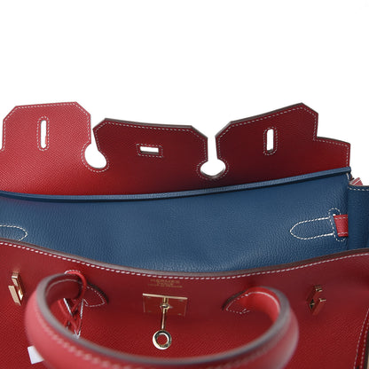 Hermes Epsom Candy Birkin 35 Rouge Casaque Bleu Thalassa 35 of 39
