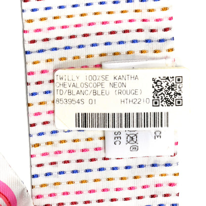Hermes Silk Chevaloscope Neon Twilly White Bleu Rouge 4 of 5