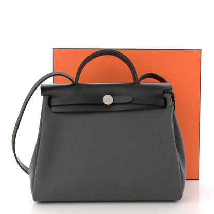 Hermes Military Toile Vache Hunter Herbag Zip Retourne 31 PM Ardoise Black 14 of 14