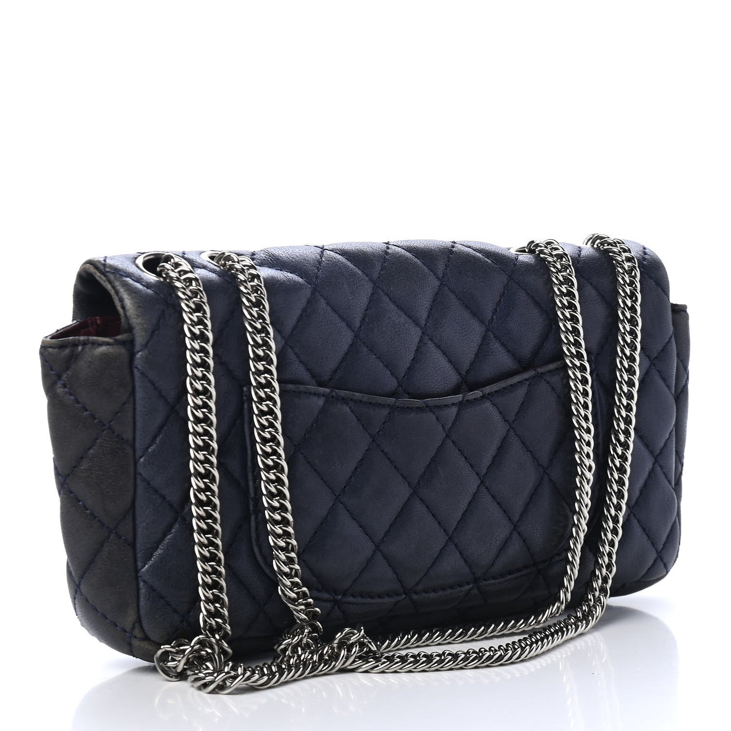 Lambskin Quilted East West Flap Bijoux Chain Navy Blue