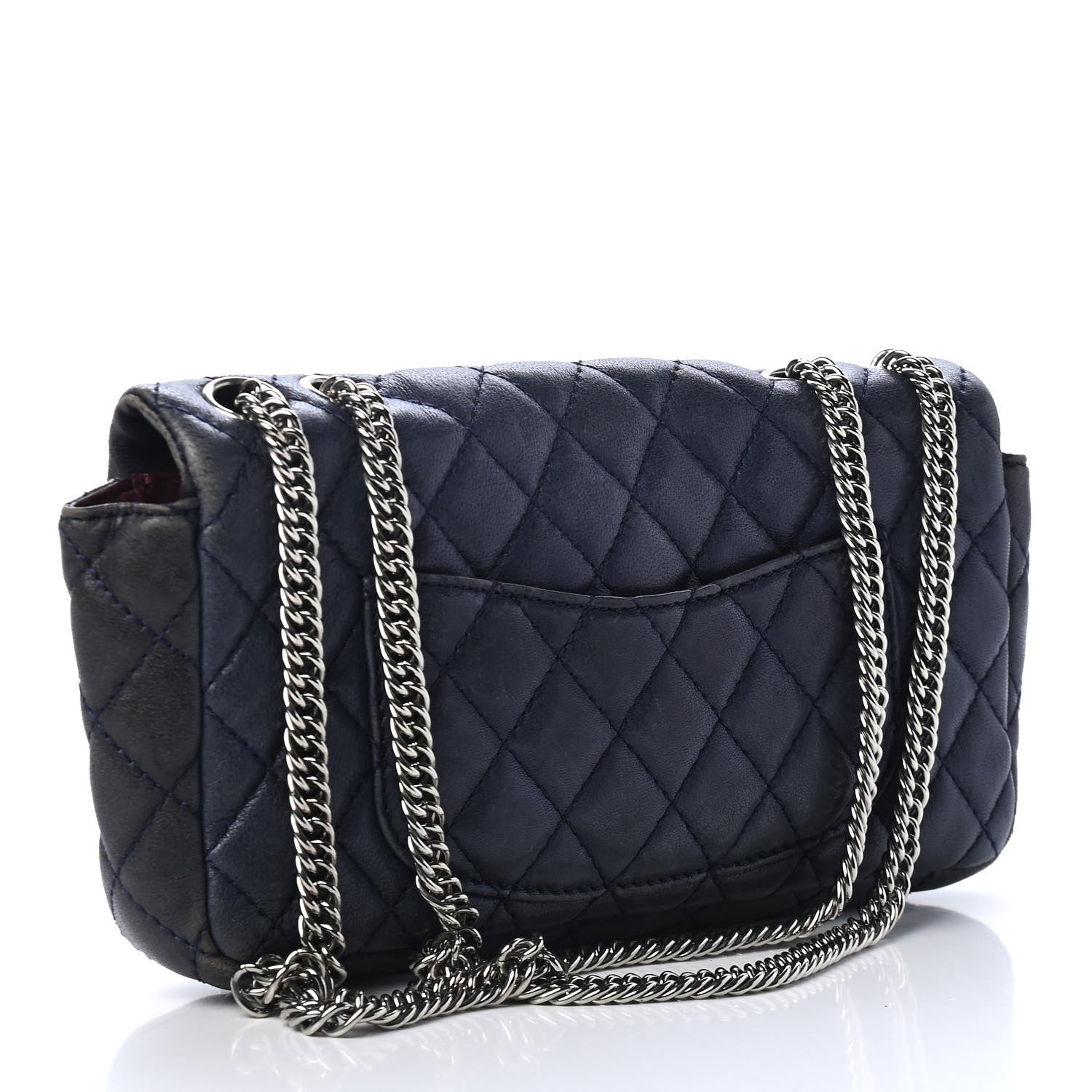 Chanel Lambskin Quilted East West Flap Bijoux Chain Navy Blue 2 of 4