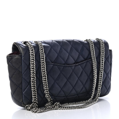 Chanel Lambskin Quilted East West Flap Bijoux Chain Navy Blue 2 of 4