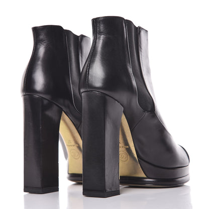 Chanel Calfskin Elastic Cap Toe Ankle Boots Booties Heels 37 Black 16 of 22