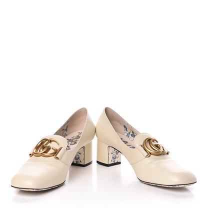 Gucci Malaga Kid GG Victoire 55mm Loafer Pumps 41 Vintage White 6 of 17
