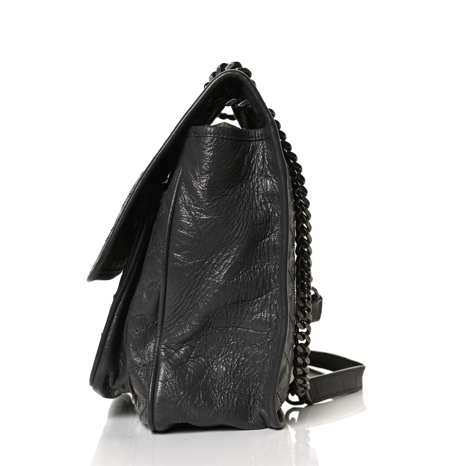 Saint Laurent Crinkled Calfskin Matelasse Monogram Large Niki Chain Satchel Storm 14 of 17