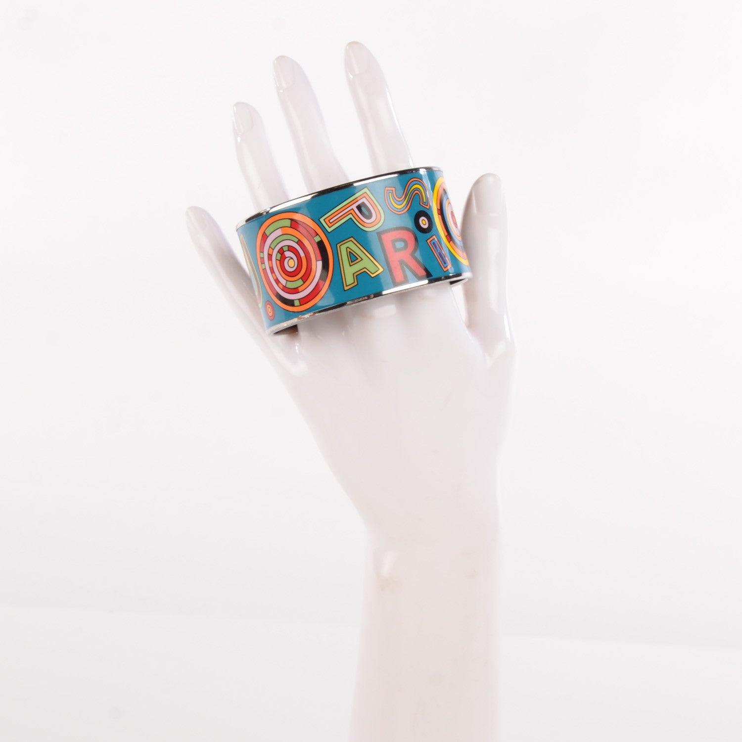 Hermes Enamel Printed Tohu Bohu Extra Wide Bracelet 70 Turquoise 2 of 5
