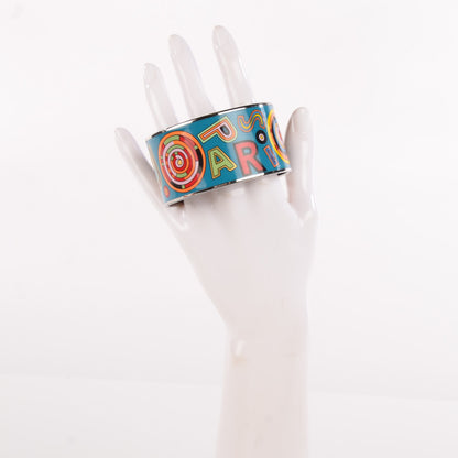 Hermes Enamel Printed Tohu Bohu Extra Wide Bracelet 70 Turquoise 2 of 5