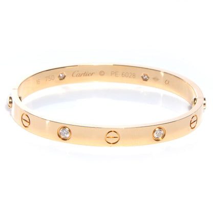 Cartier 18k Yellow Gold and 4 Diamond LOVE Bracelet Size 16 1 of 5