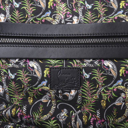 Christian Louboutin Calfskin Canvas Loubi Jungle Print Aliosha Backpack Black 8 of 8