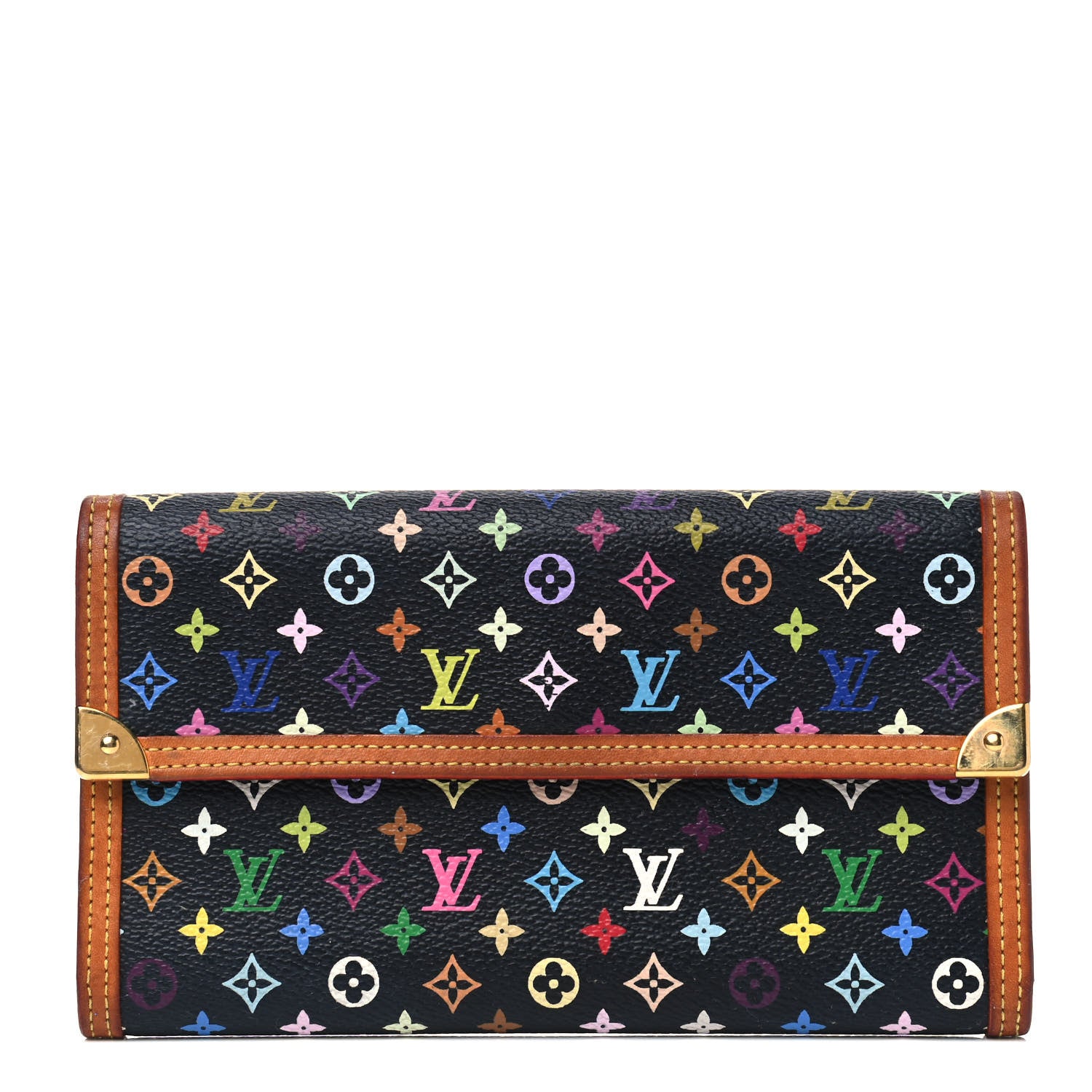 Louis Vuitton Monogram Multicolor Porte Tresor International Wallet Black 1 of 10