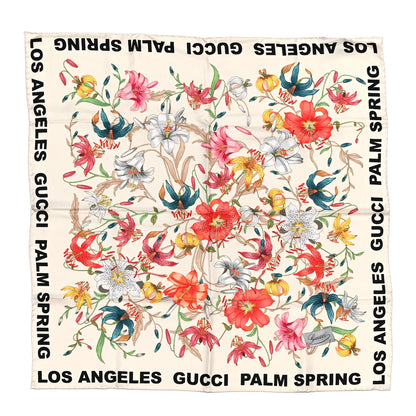 Gucci Silk Palm Spring Flower Print Scarf Off White 1 of 5