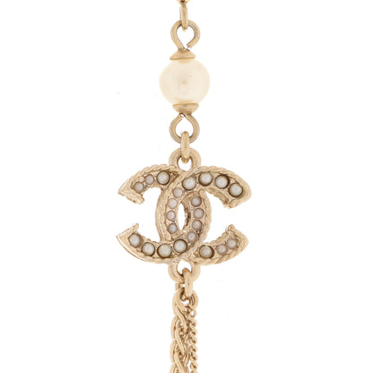 Chanel Pearl Crystal CC Long Necklace Gold 5 of 7