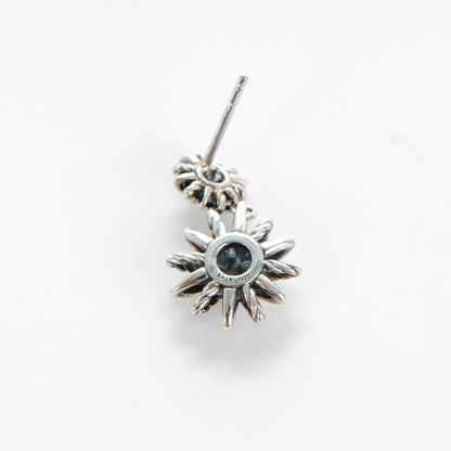 David Yurman Sterling Silver Diamond Starburst Double Drop Earrings 4 of 5