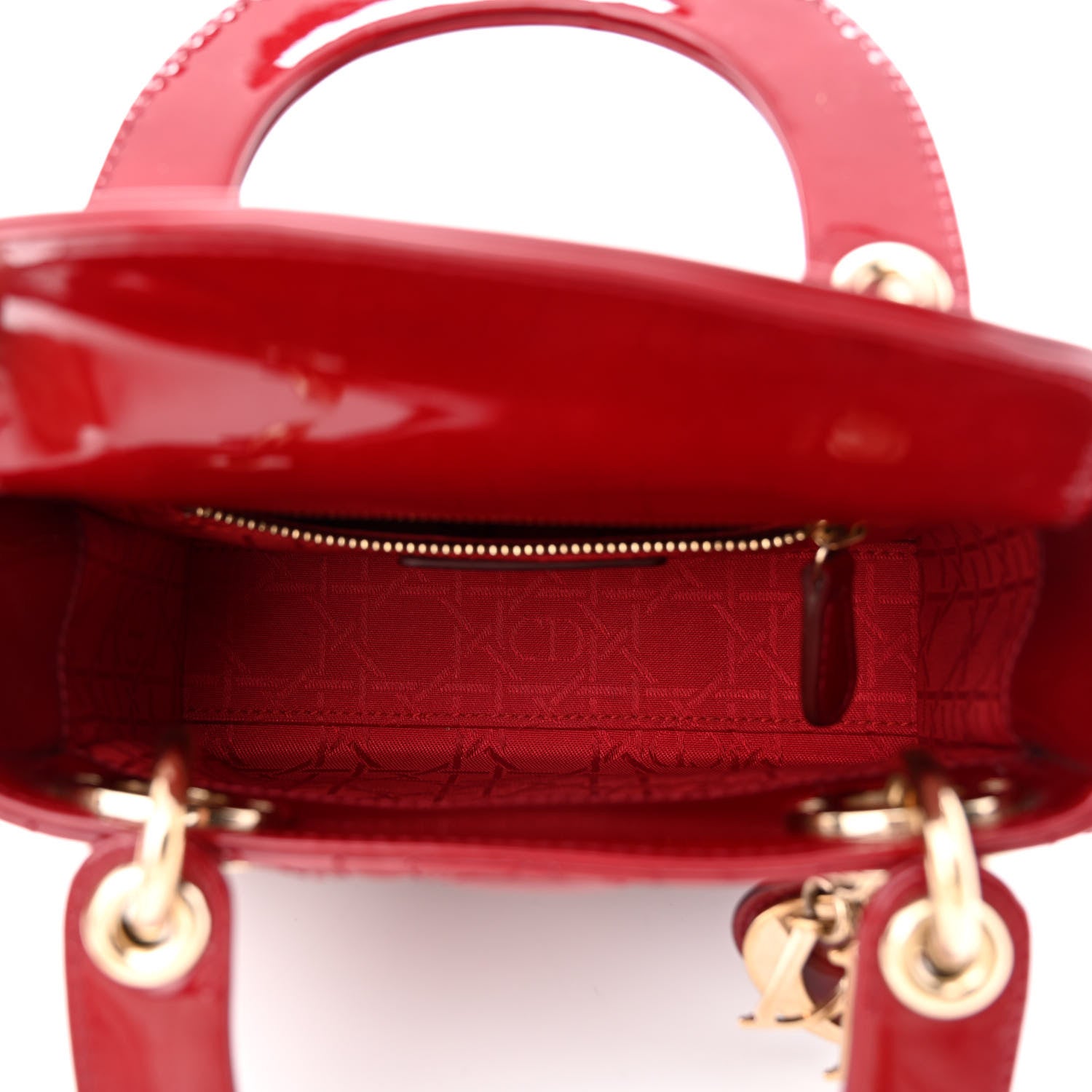 Christian Dior Patent Cannage Mini Lady Dior Red 5 of 11