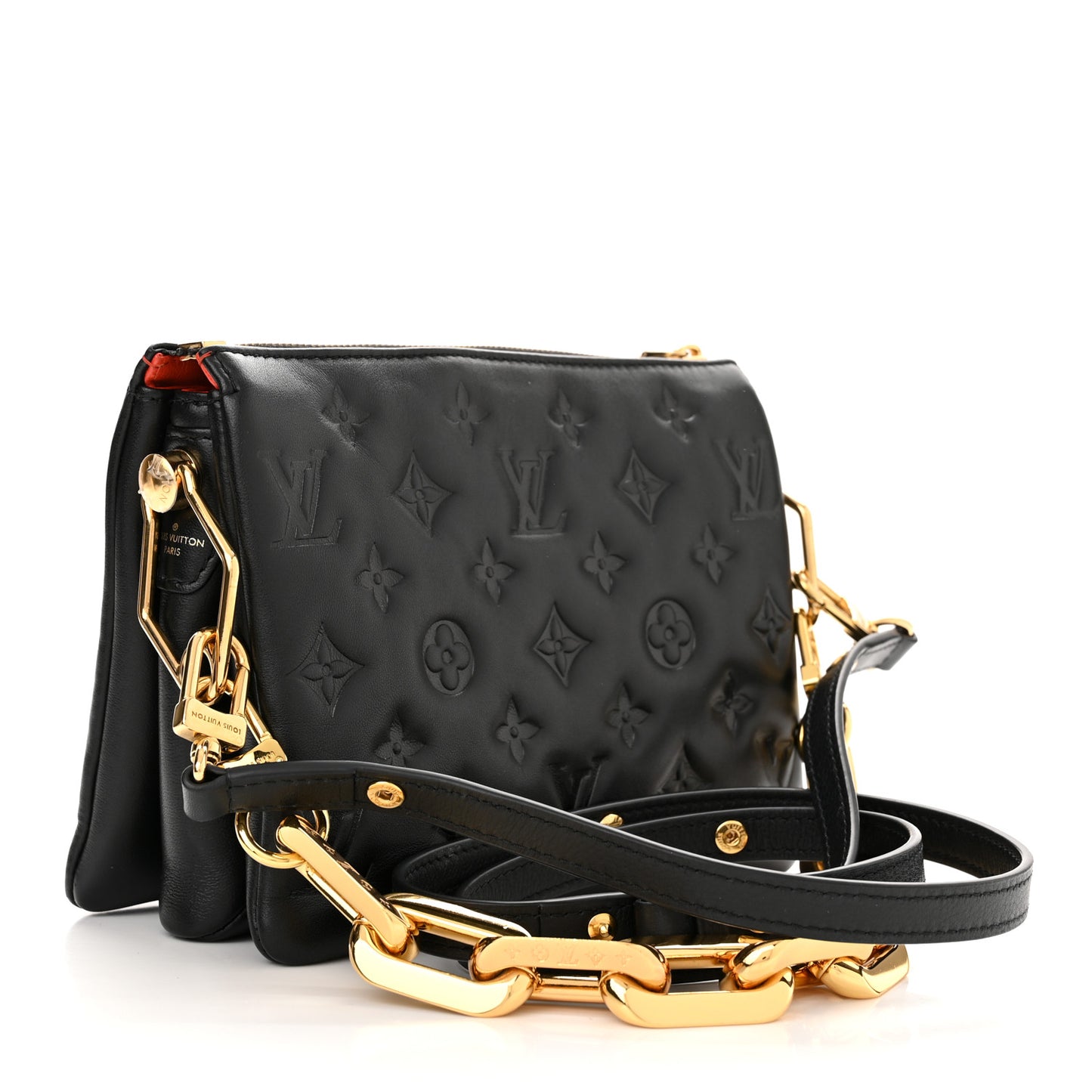 Lambskin Embossed Monogram Coussin BB Black