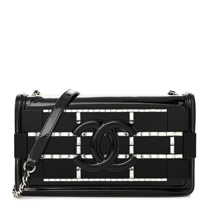 Chanel Plexiglass Patent Crystal Lego Brick Flap Black 1 of 10