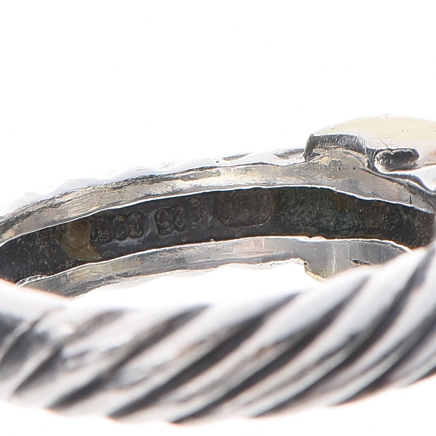 Sterling Silver 14K Yellow Gold X Ring 56 7.5