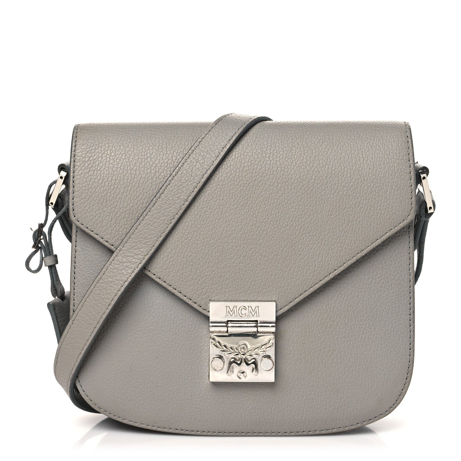 MCM Grained Calfskin Patricia Park Avenue Crossbody Bag Arch Grey 1 of 15