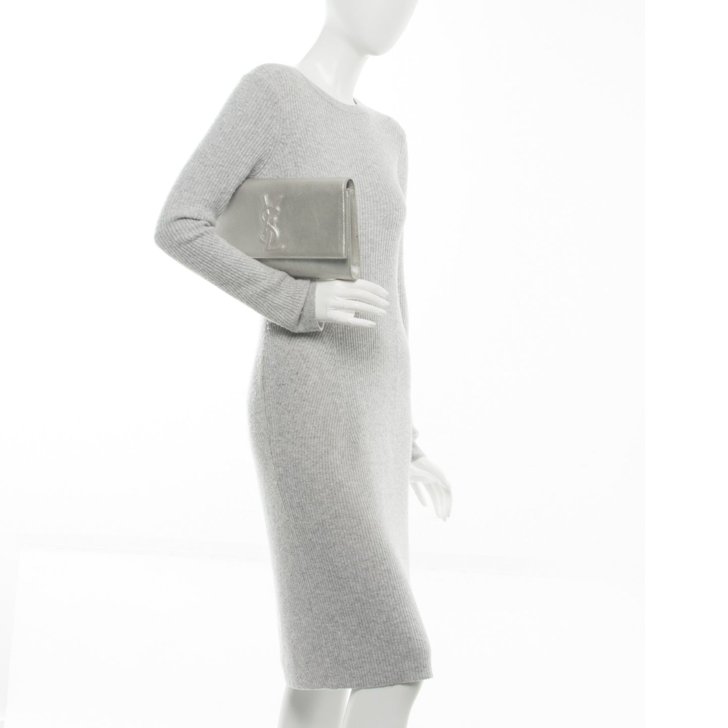 Metallic Calfskin Monogram Large Belle De Jour Clutch Silver