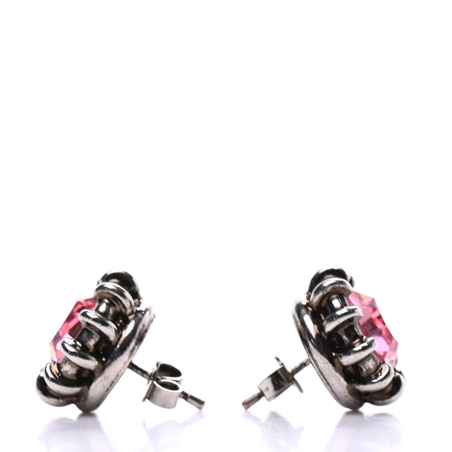 Crystal Stud Earrings Silver Pink