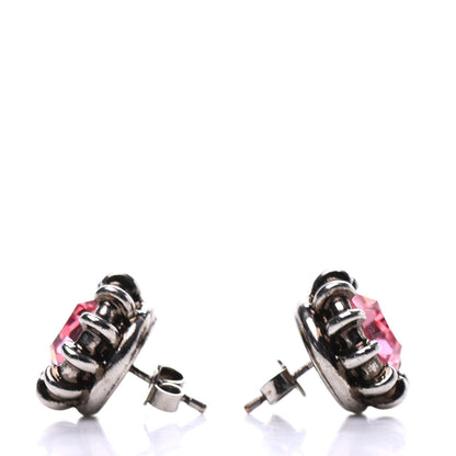 Gucci Crystal Stud Earrings Silver Pink 3 of 5