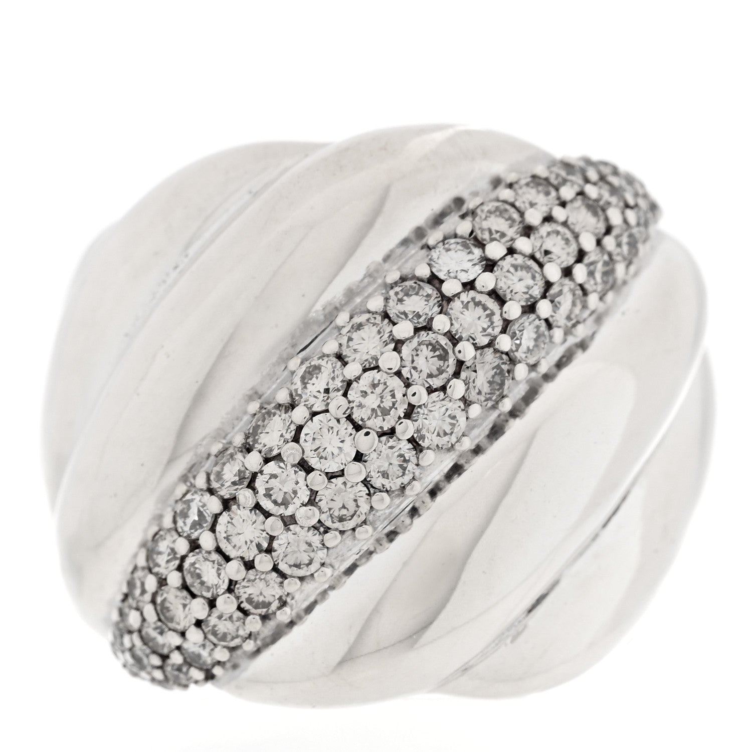 David Yurman Sterling Silver Diamond Sculpted Cable Ring 51 5.75 1 of 5