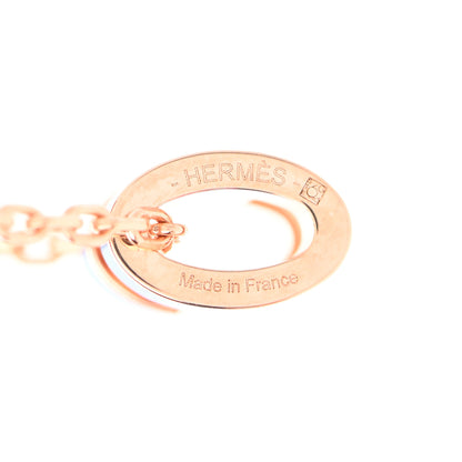 Hermes Lacquered Rose Gold Mini Pop H Pendant Necklace Bleu Sature 5 of 7