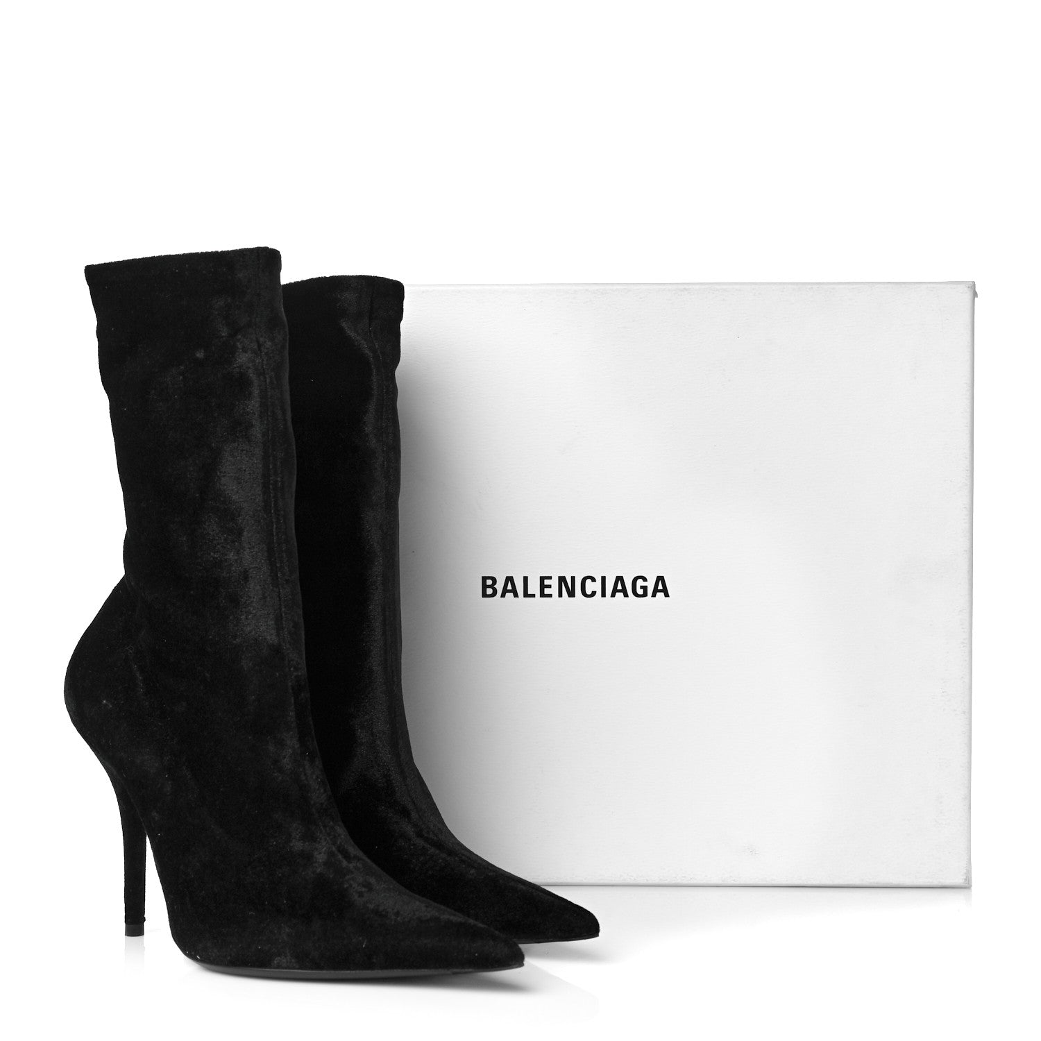 Balenciaga Velvet Spandex Extreme Pointed Toe Knife Ankle Boots 38 Black 8 of 8