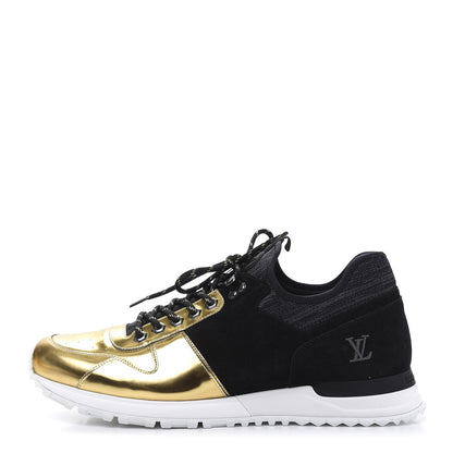 Louis Vuitton Metallic Patent Suede Run Away Sneakers 9.5 Black Gold 1 of 9