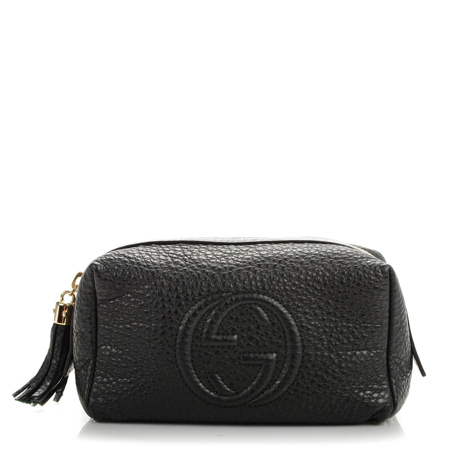 Pebbled Calfskin Soho Medium Cosmetic Case Black